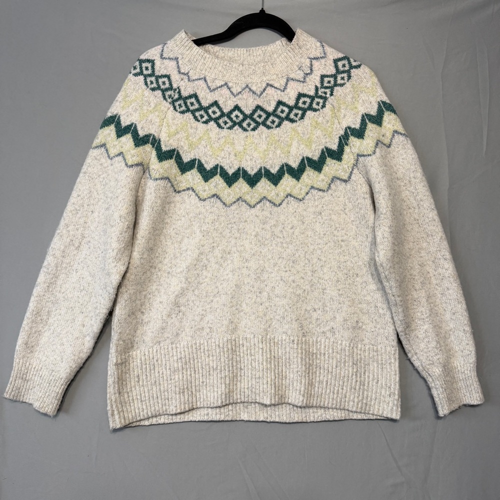 Unbranded Womens Fair Isle Wool Blend Sweater Large Cream Cottagecore Grandpa